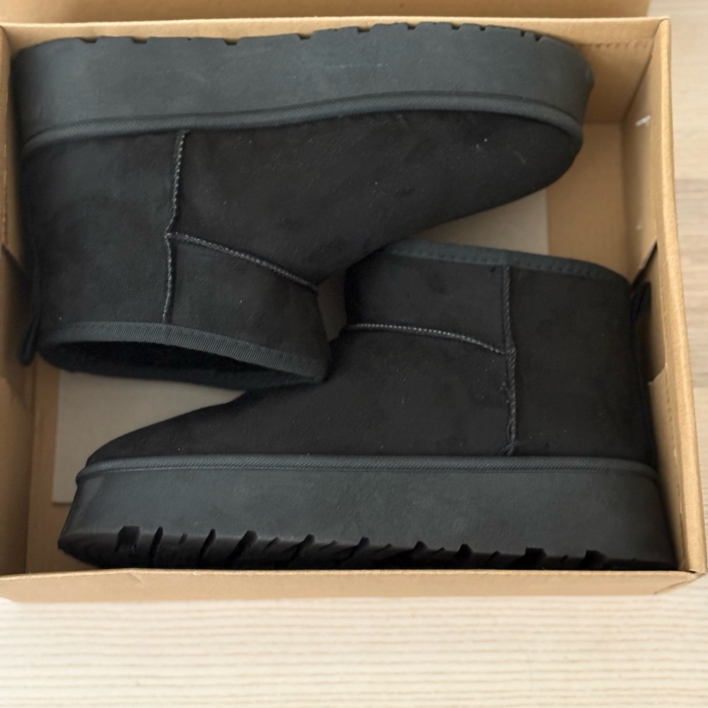 🖤 CloudAIR Black Platform Ankle Boots | Cozy Faux Suede Lined Booties - Picture 9 of 11
